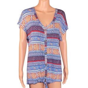 Alison Andrews Blouse Boho Revival Festival Crocheted Detail Casual SZ XL